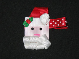 NEW &quot;SANTA CLAUS&quot; Ribbon Sculpture Girls Hairbow Clippie Christmas Holid... - £3.90 GBP