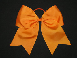 NEW ORANGE&quot; Cheer Bow Pony Tail 3 Inch Ribbon Girls Hair Cheerleading Practice - £5.58 GBP