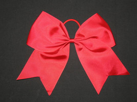 NEW &quot;RED&quot; Cheer Bow Pony Tail 3 Inch Ribbon Girls Hair Bows Cheerleading... - £5.58 GBP