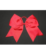 NEW &quot;RED&quot; Cheer Bow Pony Tail 3 Inch Ribbon Girls Hair Bows Cheerleading... - £5.49 GBP