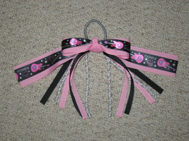 NEW &quot;ROCK STAR&quot; Pony Tail Bows Girls Ribbon Hair Bows Cheer Streamers - £5.49 GBP