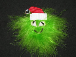 NEW &quot;GRINCH&quot; Marabou Ribbon Sculpture Girls Hairbow Clip Clippie Bow Chr... - £3.98 GBP