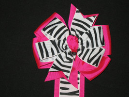 NEW &quot;PINK ZEBRA&quot; Hair Bow Holder 38 inch Ribbon Hairbow Door Display Storage - £3.90 GBP