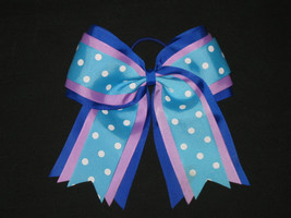 New &quot;TEAL PURPLE BLUE&quot; Cheer Hair Bow Pony Tail 3 Inch Ribbon Girls Cheerleading - £7.22 GBP