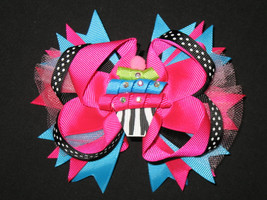 NEW &quot;ZEBRA CUPCAKE Tulle&quot; Hairbow Alligator Clip Girls Ribbon Hair Bows Birthday - £6.40 GBP