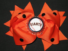 NEW &quot;San Francisco Giants&quot; Pro Baseball Girls Ribbon Hair Bow Rhinestone MLB - £5.48 GBP
