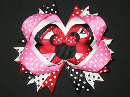 NEW &quot;MINNIE MOUSE&quot; Hairbow Alligator Clip Girls Ribbon Hair Bows Disney Vacation - £5.62 GBP