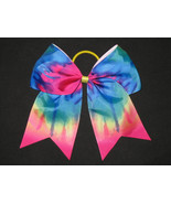 New "TIE-DYE RAINBOW" Cheer Bow Pony Tail 3" Ribbon Girls Hair Bows Cheerleading - £4.78 GBP