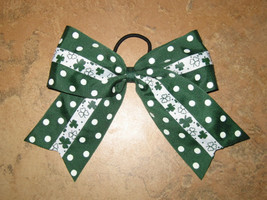 New &quot;Green Shamrocks&quot; St Patty&#39;s Cheer Bow Pony Tail 3&quot; Ribbon Girl Cheerleading - $9.99