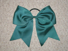 NEW &quot;HUNTER GREEN&quot; Cheer Bow Pony Tail 3 Inch Ribbon Girl Hair Bows Cheerleading - £5.62 GBP