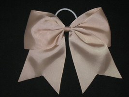 NEW &quot;KHAKI&quot; Cheer Bow Pony Tail 3 Inch Ribbon Hair Bows Cheerleading Practice - $6.99