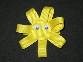 NEW &quot;SUNSHINE&quot; Ribbon Sculpture Girls Hairbow Alligator Clip Clippie Bow Sunny - £2.35 GBP