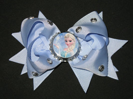 New &quot;FROZEN - ELSA or ANNA&quot; Rhinestone Hair Bow Ribbon Clips Disney Princess - £5.58 GBP