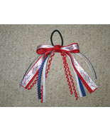 NEW &quot;GO TEAM&quot; Pony Tail Bows Girls Ribbon Hair Bows Cheer Streamers Cheer - £3.92 GBP