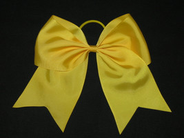 NEW &quot;GOLDEN YELLOW&quot; Cheer Bow Pony Tail 3 In Ribbon Girls Hair Bows Chee... - £5.47 GBP
