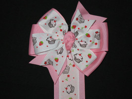 NEW &quot;PINK CUPCAKES&quot; Hair Bow Holder 38 inch Ribbon Hairbow Door Display Storage  - £3.18 GBP