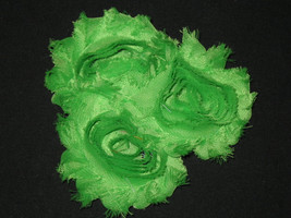 NEW &quot;SHABBY Flower Trio - Neon Green&quot; Chiffon Flower Alligator Clip Girls Hair - £2.42 GBP