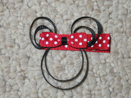 NEW &quot;MINNIE MOUSE - Red&quot; Girls Ribbon Hairbow Clip Hair Bow Boutique Sculpture - £1.95 GBP