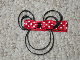 NEW &quot;MINNIE MOUSE - Red&quot; Girls Ribbon Hairbow Clip Hair Bow Boutique Sculpture - $2.49