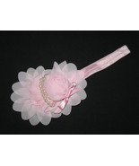 NEW "SHABBY PEARL - Light Pink" Chiffon Flower Headband Girls Hair Bow Hairbow - £3.12 GBP