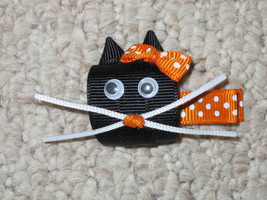 New &quot;Halloween Kitty&quot; Girls Hair Bows Ribbon Sculpture Fall Festival Cat Kitten  - £3.18 GBP