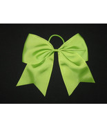 NEW &quot;LIME GREEN&quot; Cheer Bow Pony Tail 3 Inch Ribbon Girls Hair Bows Cheer... - £5.58 GBP