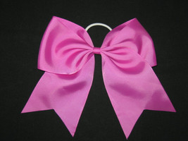 NEW &quot;ROSE PINK&quot; Cheer Bow Pony Tail 3 Inch Ribbon Girls Hair Bows Cheerleading - £5.52 GBP