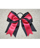 NEW &quot;BLACK &amp; RED Glitter&quot; Cheer Bow Pony Tail 3 Inch Ribbon Girls Hair B... - £7.18 GBP