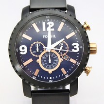 New Fossil BQ2011 Nate Blue Dial Chronograph Black StainlessSteel Band Men Watch - £104.21 GBP