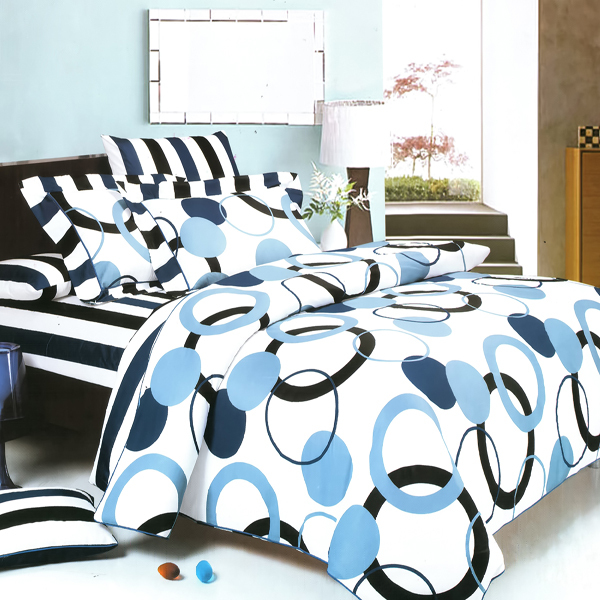 [Artistic Blue] 100% Cotton 4PC Sheet Set (King Size)