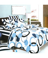 [Artistic Blue] 100% Cotton 4PC Sheet Set (Queen Size) - £61.26 GBP