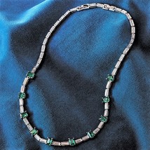 Smithsonian Princess Grace Crystal Columbian Emerald &amp; Diamond Necklace ... - $134.99
