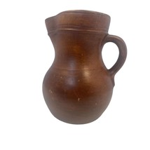 Vintage Brown Ceramic Pitcher Vase Rustic Classic Design 8.5&quot; Tall - £11.45 GBP