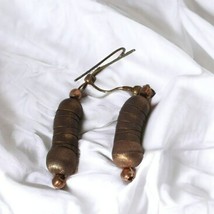 Copper Vintage Earrings, Cylinder Design, Boho Southwestern Jewelry - £6.25 GBP