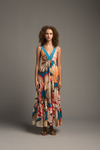 M - Le Superbe Anthropologie $495 Colorful Silky Descanso Maxi Dress NEW... - £199.83 GBP
