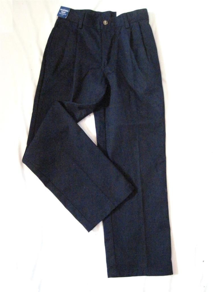 Boys Size 7X Arrow Dark Navy Chino Pants Pleated Front Relaxed Fit Cotton Blend - $12.34