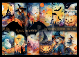 Whimsical Forest Digital Paper Collection: Mystic Halloween Theme - £1.58 GBP