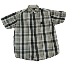 Dickies Mens L Button Up Shirt Plaid Short Sleeve Casual Work Pocket Blue Cotton - $12.86