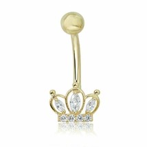 1Ct Taglio Marquise Diamanti Finti Anello per Ombelico IN 14K Oro Giallo Cromato - £89.58 GBP