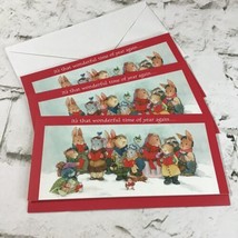 American Greetings Money Holder Christmas Cards Lot Of 3 Red With Cute Carolers - $11.88