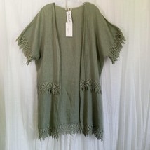 VALENTINA NALDI Italy Linen Duster NWT Long Top Layering Crochet Lace Gr... - £43.88 GBP