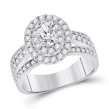 14kt White Gold Oval Diamond Halo Bridal Wedding Engagement Ring 1-7/8 Ctw - £3,250.63 GBP