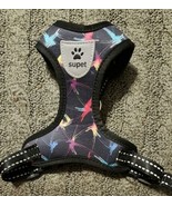 Small Nylon Dog Harness Adjustable Black w/ Paint Splatters - $6.87