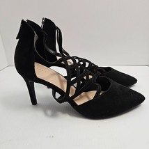 Kelly &amp; Katie Womens Heels Size 8 Black Strappy Dress Swede  Uppers - £10.84 GBP