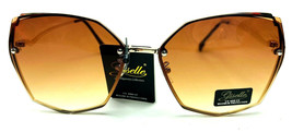 Giselle Designer Sunglasses Large Oversized Butterfly  Metal Frames Gold Lens  - £8.81 GBP