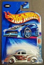 2004 Hot Wheels 1940 Ford Coupe Pride Rides Silver w/ Flames 8 Ball #206 HW11 - £7.07 GBP