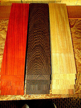 6 Pieces Kiln Dried Sanded Thin Padauk, Wenge, Canarywood 24&quot; X 3&quot; X 1/4&quot; - £39.52 GBP