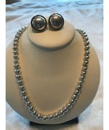 Vintage RL Ralph Lauren silvertone beaded necklace 16 inch clip Earrings... - £49.81 GBP