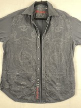 Robert Graham Button Down Shirt Mens XL Black Relaxed Fit Knowledge Wisdom Truth - £25.32 GBP