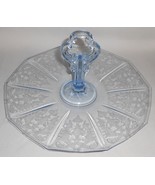 1930s Cambridge Glass BLUE ETCHED DECAGON Sandwich Tray MADE IN USA - $1,275.66 MXN